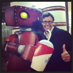 Sharing a soda with the (not so) Bad Robot.