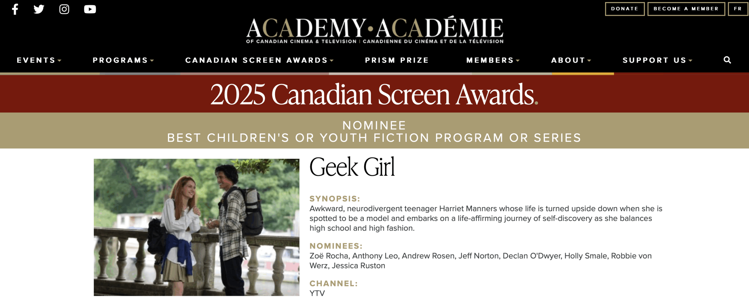 GEEK GIRL nominated for Best Series Canadian Screen Awards - Jeff Norton